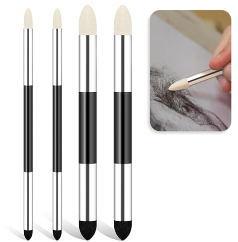 4 bolígrafos de esponja para mezclar artistas, de doble punta, reutilizables, para dibujo, arte suave, al óleo, pastel, herramientas de mezcla, lavable, pincel de esponja para artista, profesional,