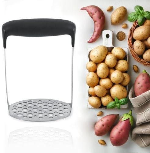 Presse-purée en Acier Inoxydable de Qualité Supérieure, Presse-purée Robuste et Presse-légumes avec Poignée Ergonomique pour une Purée sans Effort, Parfait pour la Cuisine, la Cuisine et la