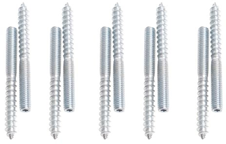 Lot de 10 vis à double filetage M6 x 60 mm, fixation de chevilles, vis de chevilles double face, matériel de fixation, matériel de montage