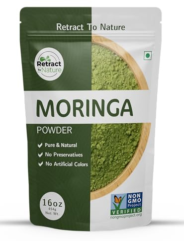 RETRACT TO NATURE Moringa Powder-16 OZ, 100% Natural, Non-GMO, Moringa Oleifera Leaf Powder