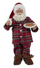 Cosy Home Figurina di Babbo Natale in pigiama di poliestere, rosso, 20 x 14 x 36 cm