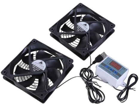 Ventiladores de refrigeración USB de 120 mm con control de temperatura ajustable para armarios y sistemas de cine en casa, ventilador de refrigeración USB