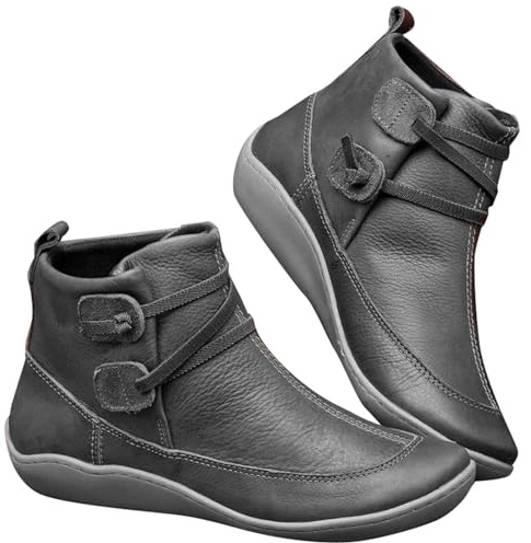 Stivaletti in pelle da donna con zeppa ampia vestibilità comoda con lacci stivaletti corti classici supporto arco stivali antiscivolo stivali invernali da trekking scarpe da trekking impermeabili