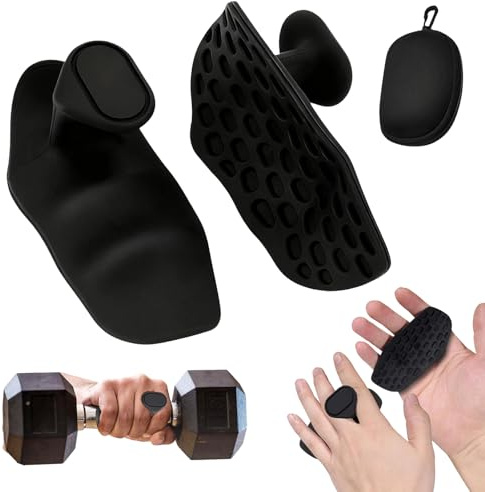Feegela 2 stycken halkfria gymgrepp & 1 förvaringslåda, greppskydd styrketräning, silikon gym handskar och tillbehör för pull-ups, styrketräning, fett Gripz alternativ för män och kvinnor
