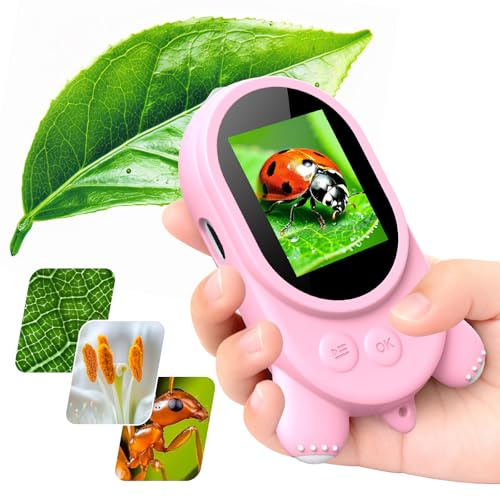 Microscope for Kids - Digital Magnifying Glass Kids with 2.0 HD Screen | Portable Handheld Camera Miniscope with Light, Childrens Science Experiments, Fun Educational Toys Gifts for Age 4-12, Pink