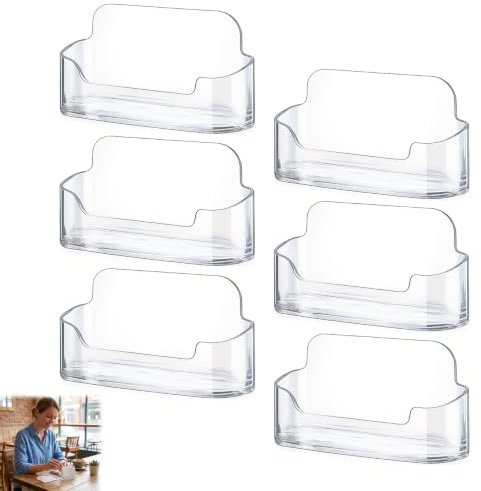 XZSKD Business Card Holders, 6 Plastic Card Stands for Office Professionals, Desktop Organisation in Corporate Environments, Durable Card Display for Business Executives and Retail Management