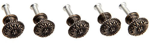 dophee 5Pcs Antique Brass Little Knobs, Small Round Drawer Pulls Handles for Jewelry Box Cupboard Wardrobe Cabinet Wooden Box Desk, 0.67x 0.59