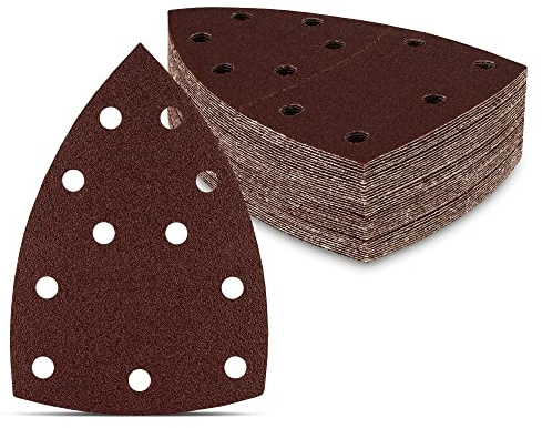 Fd-Workstuff Prio 180 stycken sliptrianglar 11 hål 105 x 152 mm, 30 x kornstorlek 40/60/80/120/180/240, för multislipmaskiner, slipskivor, triangulära slipdynor