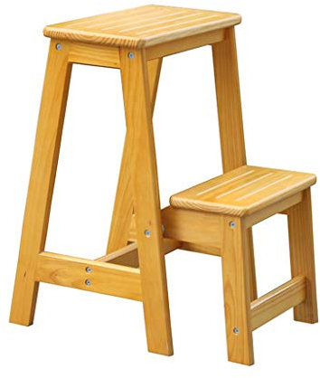 Escaleras Escalerillas Escalera Plegable Taburete de Madera 2 Pasos Ligero para casa Biblioteca Loft Estantería de Escalera Escalera de Mano - Capacidad de 150kg (Amarillo)