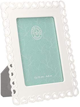 LA White Porcelain - Valentino Rectangular Perforated Photo Frame 10X15 Cm in Gift Box