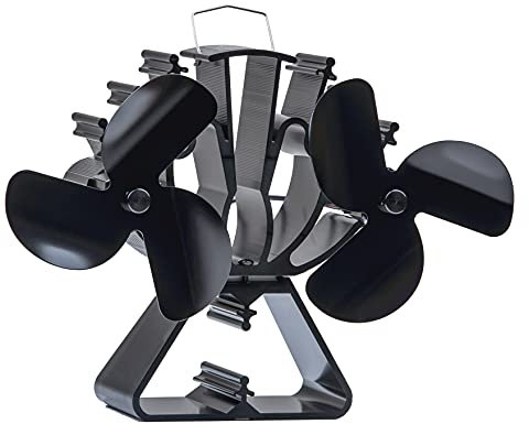 HAWCAFU Ventilador de estufa de leña, ventilador de 6 aspas, doble motor, ventilador de chimenea alimentado por calor doble para estufa de leña, ventilador de fuego para quemador de leña, chimenea,