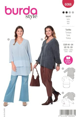 Burda B6066 Patron de Couture, Papier, Blanc, 44-54