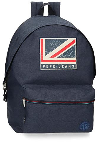 Pepe Jeans Aidan Mochila para Portátil Doble Compartimento 15,6 Azul 31x44x17,5 cms Poliéster 20,46L