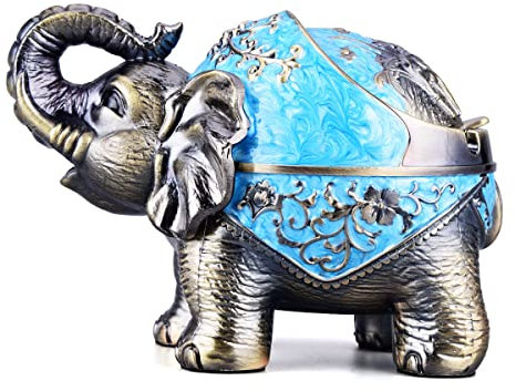 Ständer Elefant Dekorativer winddichter Aschenbecher mit Deckel für Zigaretten Metall tragbarer Zigarrenaschenbecher Geruchsbeseitiger Indoor Outdoor handgeschnitzt ausgefallenes Geschenk Ornament für