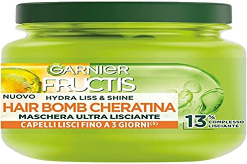 Garnier Fructis Maschera Ultra Lisciante, Per Capelli Crespi e ribelli, Effetto Luminoso, Con Olio di Argan e Cheratina Vegetale, Hydra Liss & Shine, 320 ml