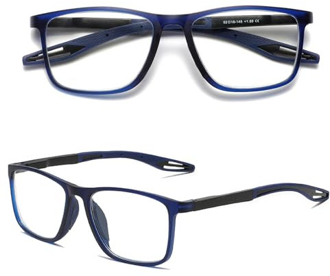 Hubeye Occhiali da lettura sportivo da uomo e donna Lettori ultraleggero TR90 Confortevole Flessibile Occhiali anti luce blu con la custodia 2.00