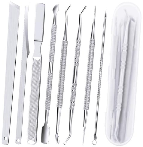 8 Stück Eingewachsene Zehennagel Werkzeug, Professionelle Eckenheber und Nagelfeile Set, Edelstahl Maniküre und Pediküre Nagelpflege Kit, Unternagelreinigungswerkzeuge für Schmerzlinderung