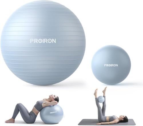 PROIRON Balles d'exercices Lot de 2 Fitness Ballon Grossesse,Swiss Ball | 55/65/75cm et 25cm Anti-éclatement , PVC très épais, testé SGS, savec Pompe, pour Pilates /étirements/core/bureau