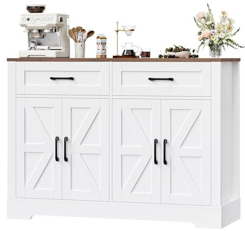HOCSOK Sideboard Küchenbuffet mit Arbeitsplatten, küchenschrank 2 Schubladen und 4 Türen für Küche,Wohnzimmer, Flur und Esszimmer