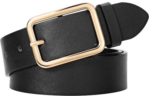 WERFORU Ceinture Femme en Cuir Classique Ceinture Élégante avec Boucle Carrée pour Jeans Pantalons Robe, Largeur 3,3 cm