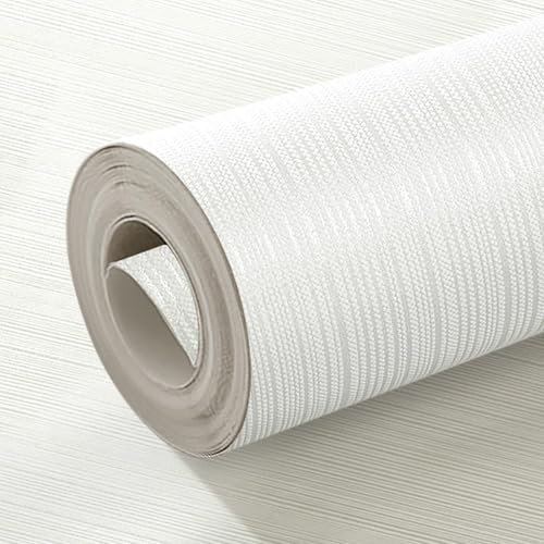 Beswitory White Striped Textured Wallpaper Mix Plain Thick White Embossed Textured Wallpaper for Adults Kids Teenager Bedrooms Bathrooms Hallway Lounge Living Room Feature Wall A