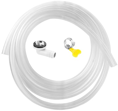 MEISO Tubo di scarico per condizionatori, Ø 12mm Tubo del condensato con clip di collegamento e raccordo per tubo, set di prolunga per tubo AC, per condizionatori, deumidificatori (1,8m)
