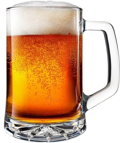 KONZEPT Boccale da birra da 0,5 litri, set da 2 pezzi, bicchieri da birra con manico, bicchiere da birra pesante con fondo rinforzato, lavabile in lavastoviglie