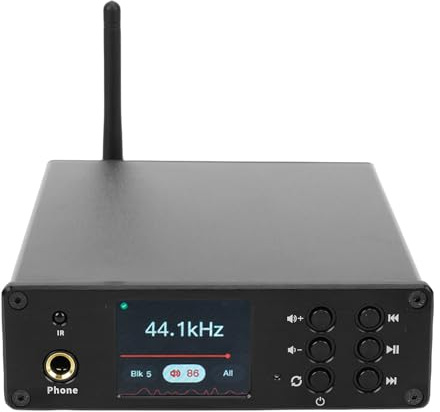 Luocute Bluetooth 5.4 Mottagarförstärkare, 2 -kanal Digital Player Förför Förförstärkare med USB -diskkoaxial Optisk Fiberport, TFT -display (EU)
