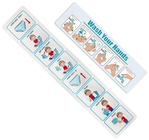 DAGLLGEW 2 Unidades de Tabla de Entrenamiento para IR al baño, ayudas visuales Paso a Paso, horario Visual Autoadhesivo para niños pequeños.