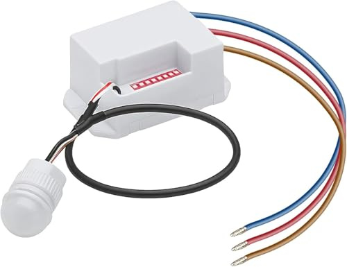 Mini Détecteur de Mouvement 360° Intérieur Extérieur avec Capteur Crépusculaire 220V Interrupteur Capteur Infrarouge Encastré IP65/IP20 Commutateur Capteur Mouvement Portée 8m pour Lampe LED Encastré