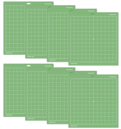8PCS Adhesive Replacement Cutting Mats, 12x12 Inch Cutting Machine Accessories, Standard Grip Cutting Mat for Light/Standard/Grip/Fabric Grip Cut, Green