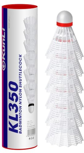 kunli Nylon Badminton Shuttlecocks 6 Pack KL-350 Yellow/White Natural Cork Head High Durability & Stable Flight Indoor & Outdoor Training Use (White, Fast)