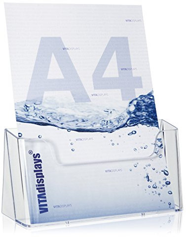 VITAdisplays® portadepliant da tavolo portavolantini/portabrochure (trasparente, DIN A4)
