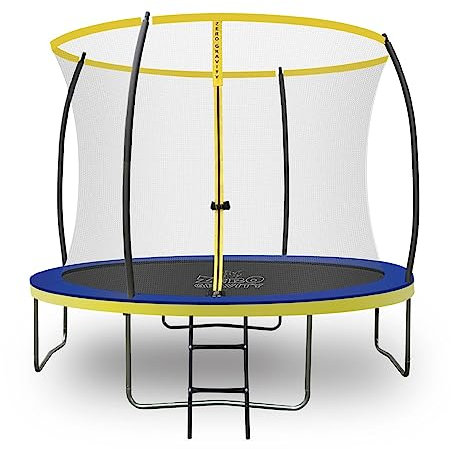 Zero Gravity Outdoor Trampolin Ø 183, 244, 305, 366, 427cm - TÜV-geprüfte Gartentrampoline inkl. Leiter - Sturmsicher in 5 Minuten - Aufbauvideo (305cm / 10ft / Blue-Yellow)