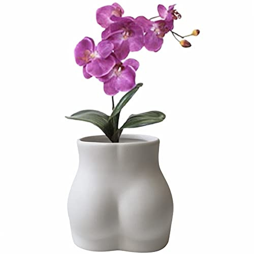Trevona Butt Vase - Female Form Planter Pot - Cheeky Body Flower Vase - Boho Home Decor - Booty Shaped Ceramic White Matte