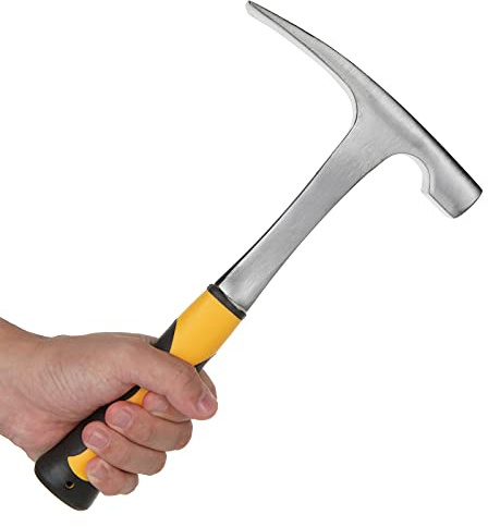 Acrux7 Brick Hammer 35 oz 12 Inch Masonry With Skid Handle - Geology Pick 2.2lb - Premium Carbon Steel, Pointed Tip, Strong Impact Resistance
