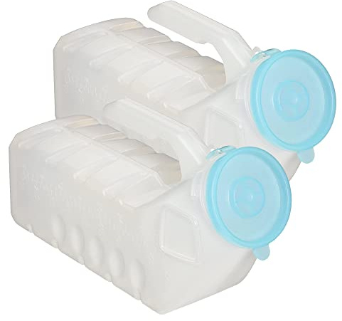 MedVance 1000ml Portable Urinals for Men, 2 Pack – Spill Proof Men's Urinal Bottle w/Glow in Dark & Leak-Proof Lid – Easy-Grip Durable Pee Bottles for Men - Versatile Male Pee Bottle for Elderly Care