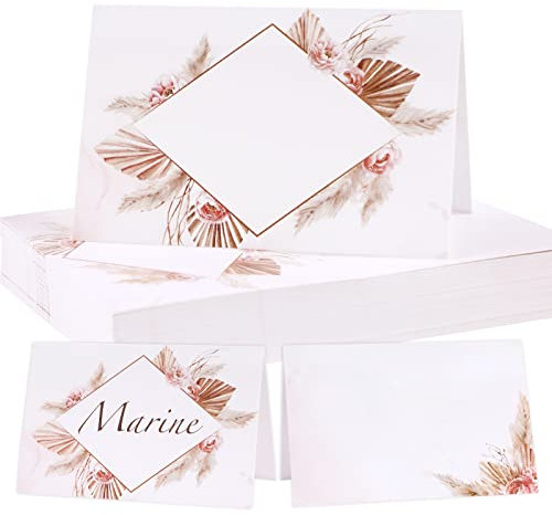 50pz Segnaposto Cartellini Bianco Tavolo per Matrimonio Compleanno Comunione Battesimo Cresima Laurea Bigliettini Carta Decorazione Festa Bomboniere