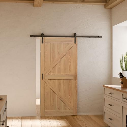 Schulte porte coulissante intérieure en bois, 102x215 cm, porte de grange pleine, chêne, oak, système ouvert noir