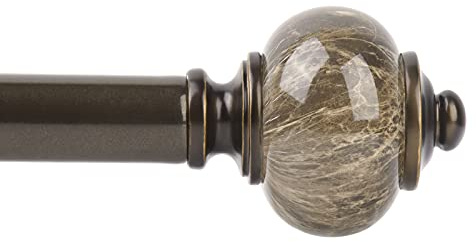 KAMANINA 1 Inch Curtain Rods for Windows 72 to 144 Inches (6-12ft) Bronze Heavy Duty Curtain Rod, Adjustable Long Drapery Rods with Marbled Finials