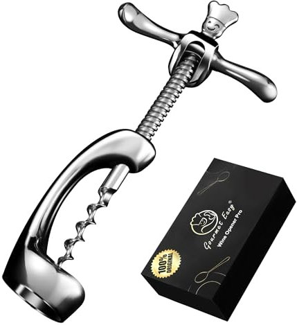 Cavatappi in acciaio inossidabile che apre il vino senza residui di tappo | Cavatappi professionale di vino resistente con confezione regalo | Apribottiglie vino manuale per casa, bar e ristoranti