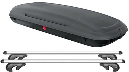 Kit BOX Baule da Tetto auto Capacita' 480 litri con 2 Barre Portatutto Porta Pacchi Bagagli (NON ORIGINALE) COMPATIBILE con Renegade dal 2014 in poi - A2101-60133