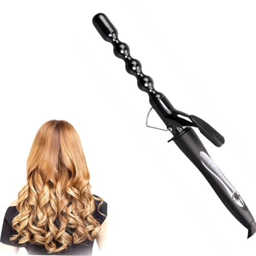 25mm Bubble Curling Wand, Beach Wave Curling Iron, Professional Hair Curler Iron for Long & Medium Hair, Bubble Barrel Curling Tongs Dual Voltage