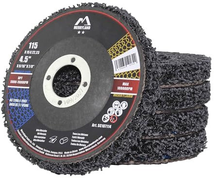 Merryland Disco de Limpieza 115 Pintura Óxido para Amoladora Angular, 115mm Negro Disco de Decapado Disco CSD 5 Piezas, Disco Abrasivo para Decapar Metal Acero INOX Hierro, Craft-Line SC107114-05