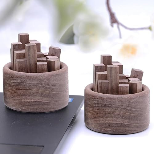 Lot de 2 mini diffuseurs d'aromathérapie en bois de noyer - Encens - Bois essentiel - Petit diffuseur d'huiles essentielles - Mini boîte diffuseur d'aromathérapie portable pour voiture, salon (A)