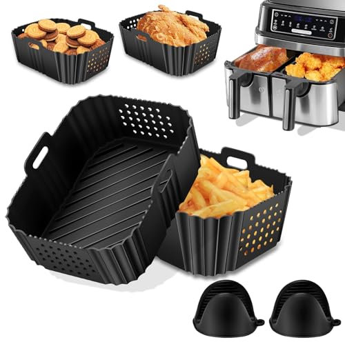 2 Accessoires Air Fryer pour Ninja Dual 9,5l, Moule Silicone Air Fryer pour Ninja Double Stack xl 9.5L SL400EU, Plat Silicone Airfryer pour Foodi Max 9.5L AF400EU/ 7.6L AF300EU