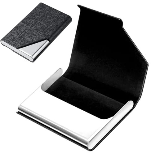Porte Carte de Visite, Etui Carte de Visite Acier Inoxydable, Porte-Cartes de Visite en Cuir, Étui Cartes de Visite Professionnel avec Fermeture Magnétique, pour Carte de Visite, Carte de Crédit