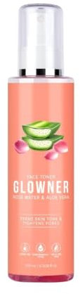 Glowne.r Face Toner, Alcohol Free, Rose Water 200ml Pore Minimizing Tightening Natural Toner Spray for Glowing Skin - All Skin Types