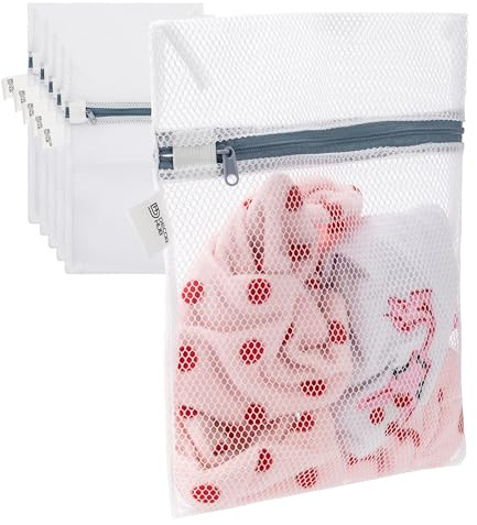 Set da 6 Sacchetti Lavatrice per Biancheria con Zip 30x25 cm – Rete Protezione Bucato, Sacchi Lavaggio per Capi Delicati e Intimo