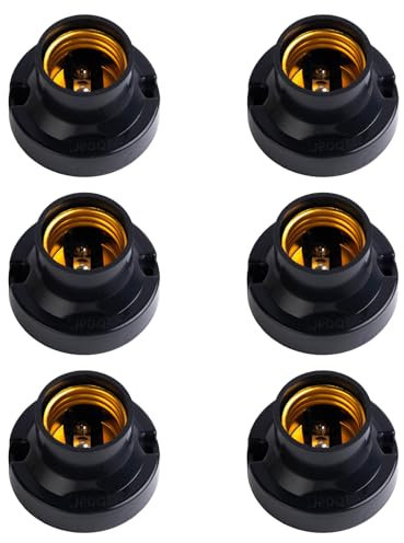 OMIGA Portalampada e27 6 Pezzi Portalampada da Soffitto max. 60W AC 220V Porta Lampada da Soffitto Adatto a tutti i tipi di luci a LED Nero